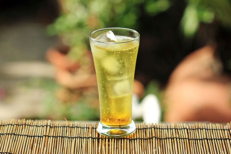 Glass of Brazilian guarana soda with ice