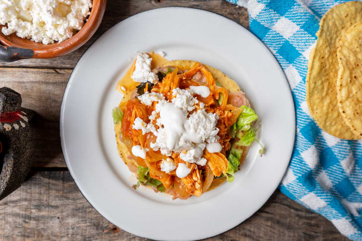 Freshly made Tostada de Tinga